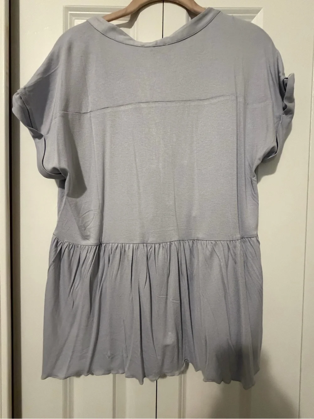 NWT Grace & Lace Light Gray Button-Front Peplum Blouse - Picture 2 of 3
